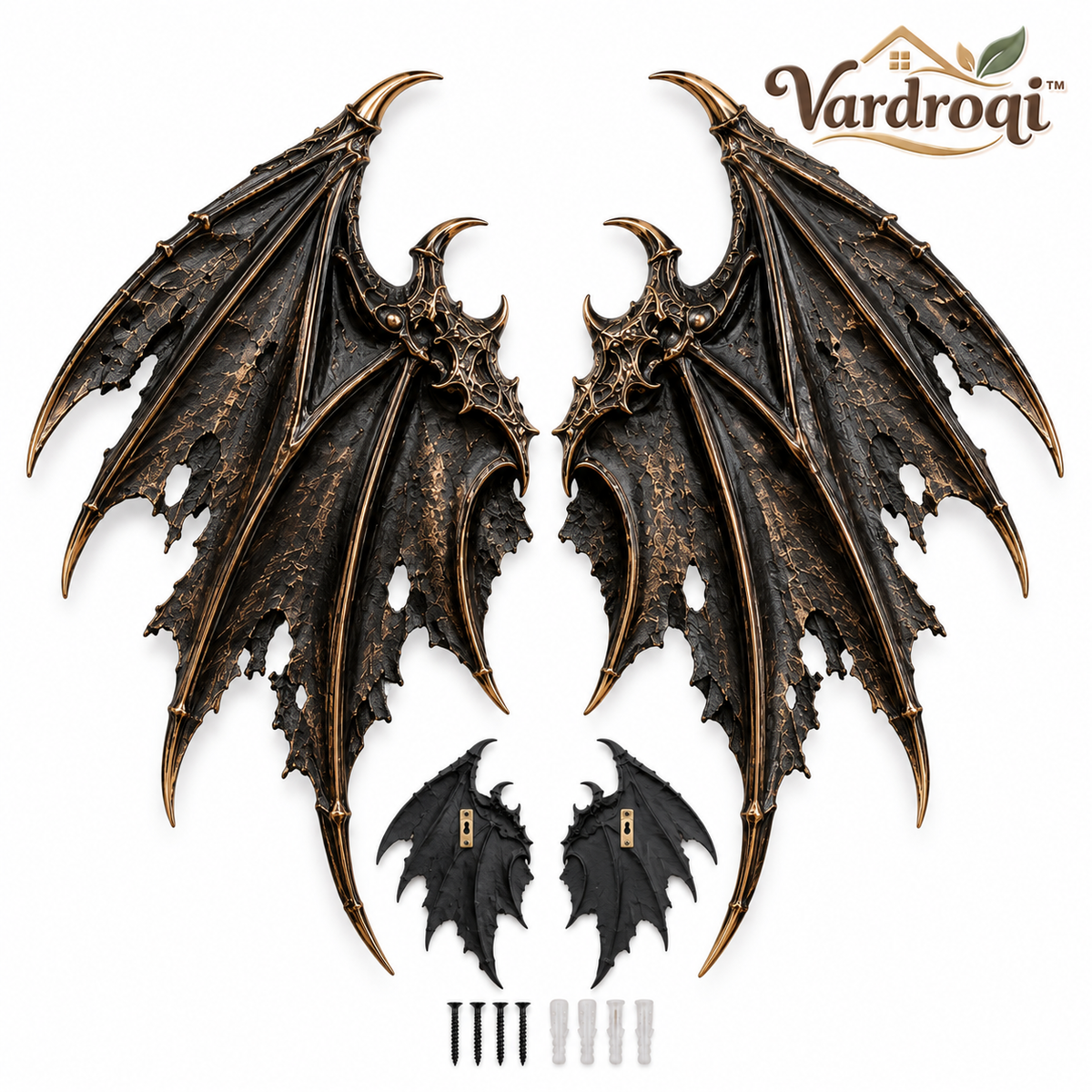 Vardroqi™ Nocturne Devil Wings Wall Hanging – Gothic Bat-Inspired Wing Pair for Halloween Party, Entryway & Dark Vintage Home Décor