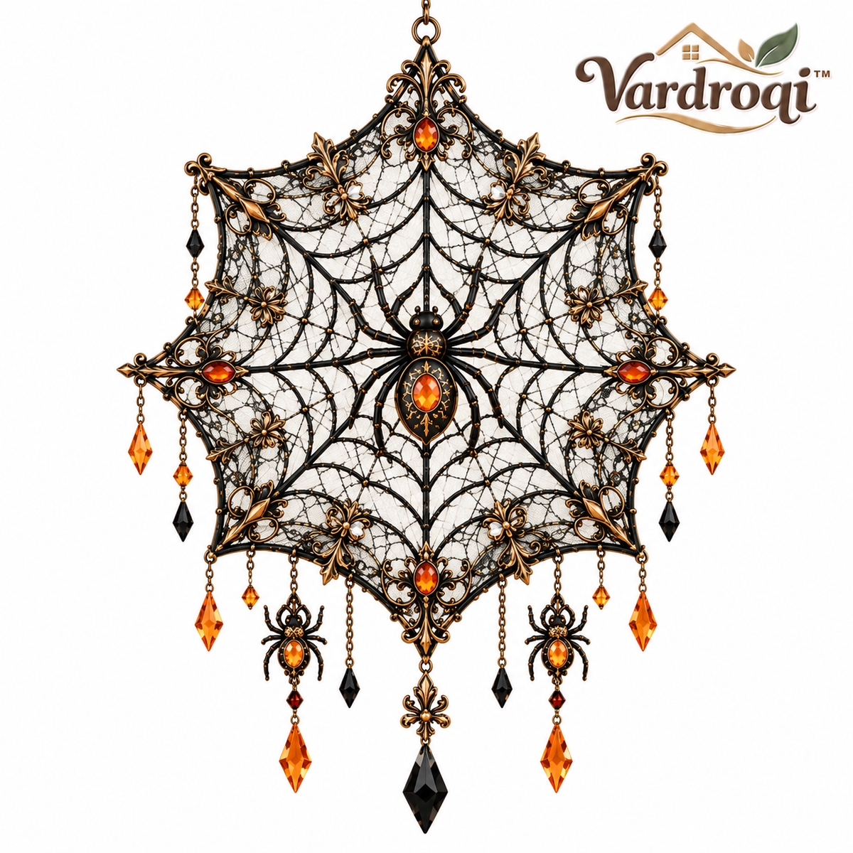Vardroqi™ Widow’s Lace Vintage Spiderweb Hanging Decoration – Gothic Halloween Wall & Window Décor for Mantel, Party & Haunted House Display