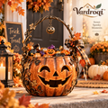 Vardroqi™ Grinning Hollow Vintage Halloween Candy Basket – Pumpkin Trick-or-Treat Bucket & Hanging Decorative Basket for Party, Entryway & Holiday Décor