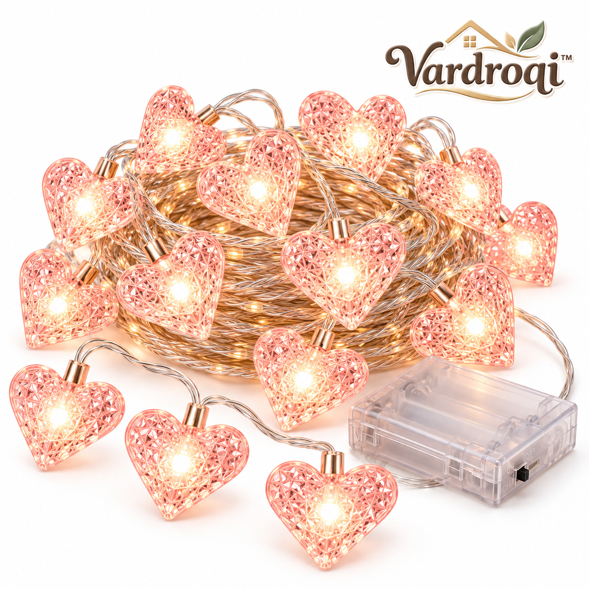 Vardroqi™ Heartglow LED Heart String Lights – Romantic Warm Decorative Fairy Lights for Bedroom, Wedding, Valentine’s Day & Party Décor