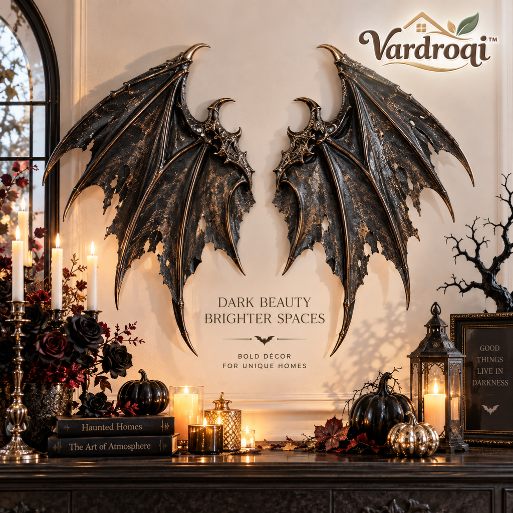 Vardroqi™ Nocturne Devil Wings Wall Hanging – Gothic Bat-Inspired Wing Pair for Halloween Party, Entryway & Dark Vintage Home Décor